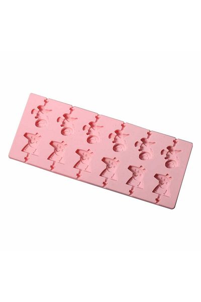 Micostore Forma Silicon 12 Cavitati, Peppa Pig Si Dinozauri Pentru Acadele Din Ciocolata, 6 X 10.5 Cm, Roz