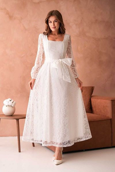 asyadabutik Rochie de damă cu guler pătrat cu dantelă