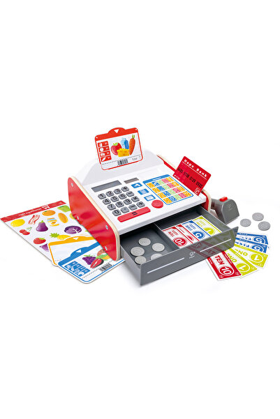 Hape Ξύλινη ταμειακή μηχανή παιχνιδιού με σαρωτή, σετ 23 τεμαχίων