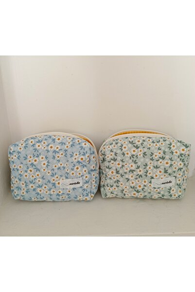 nartella حقيبة مكياج منقوشة باللونين الأزرق والأخضر، حقيبة مستحضرات التجميل و...