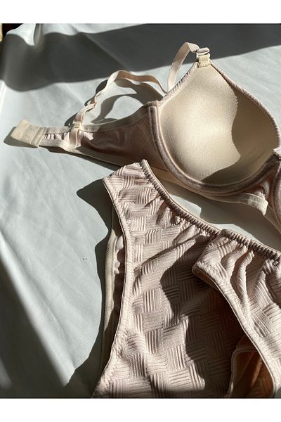 Rapidsy Nude Check Supported Bra & Panty Set