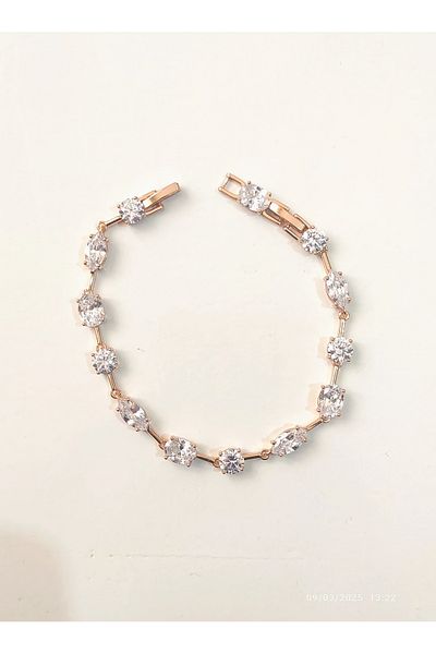 STAİNLES Xuping Rose Gold Diamond Stone Bracelet Xp Stamped 19 cm