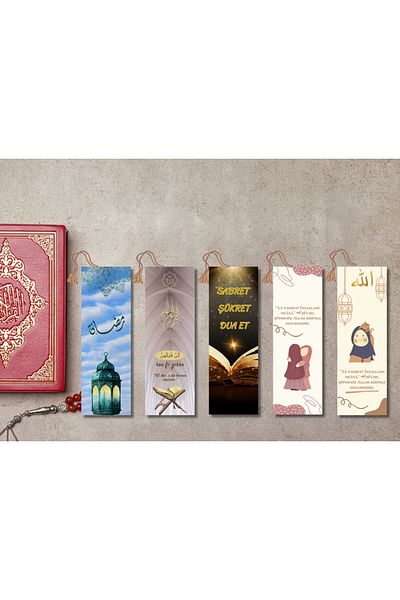 Kozalak Tasarım Islamic Theme Concept Pvc Coated Durable Bookmark Set of 5