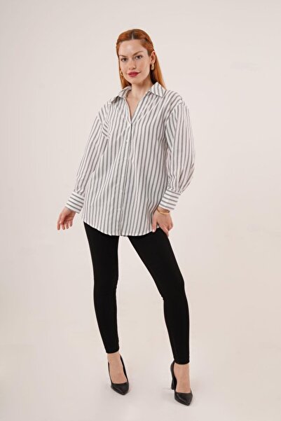 JANES Сіра сорочка з подвійною лінією та ґудзиками