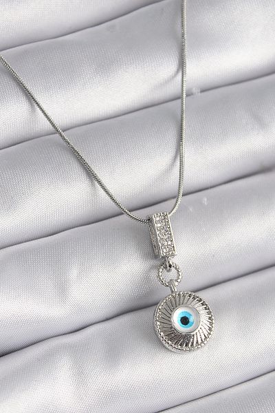 Clariss 316L Steel Silver Color Zircon Stone Evil Eye Bead Model Women's Necklace