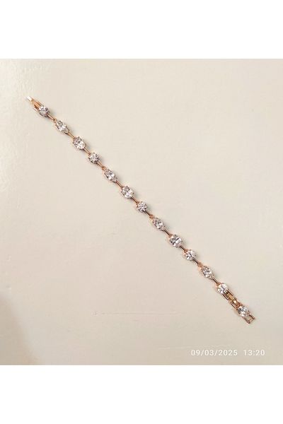 STAİNLES Xuping Rose Gold Diamond Stone Bracelet Xp Stamped 19 cm