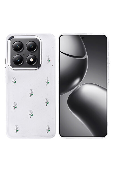 m.tk moveteck Xiaomi Mi 14t and Mi 14t Pro Compatible Bow Pattern Transparent Case Glitter Anti-Shock Bow Tie