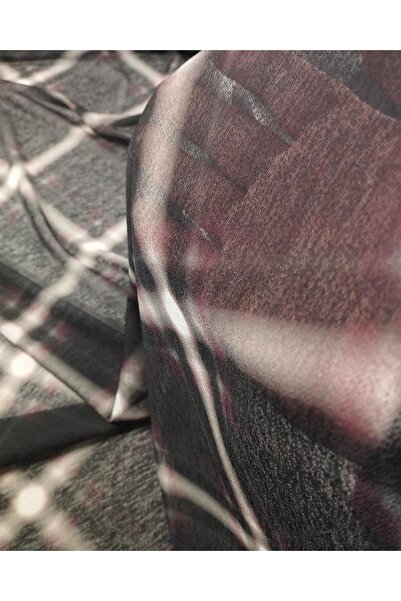 Kumaş Parça Бордо Екру Антрацит Жарс Файл - En 140 см x Boy 190 см