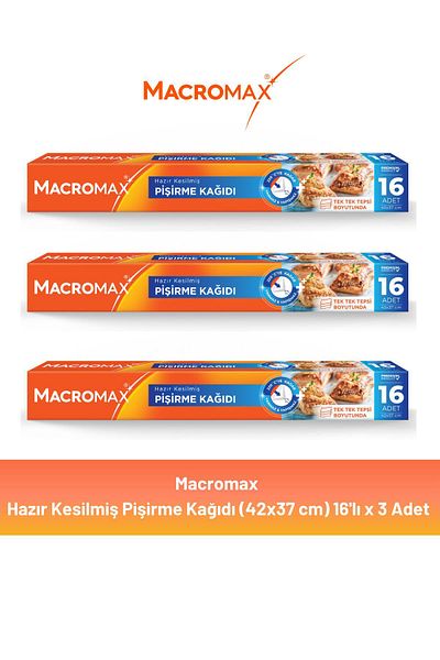MACROMAX Ready Cut Greaseproof Baking Paper 16 X 3 Pieces