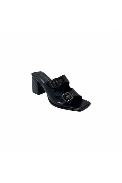 İST FİDAN KUNDURA Women's Double Buckle Heeled Slippers