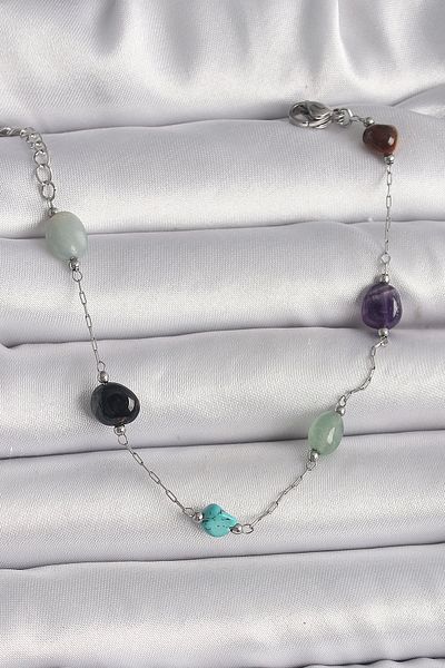 Clariss 316L Steel Silver Color Chain Color Natural Stone Model Women's Bracelet