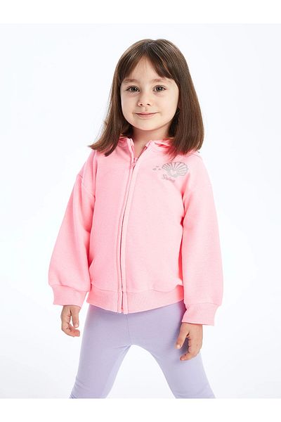 LC Waikiki Lcw Kids Pink Hooded Long Sleeve Baby Girl Zip-Up Sweatshirt