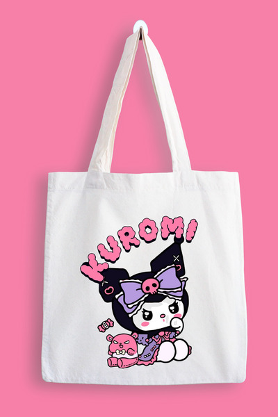 designedfy Kuromi Baskılı Su Geçirmez Bez Çanta