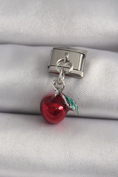 Clariss 316L Steel Silver Color Dangle Red Apple Model Nomination Charm