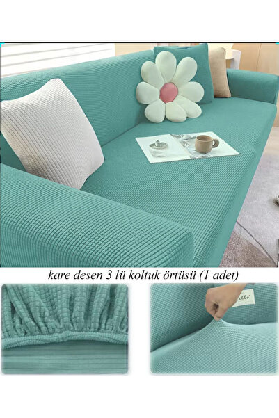 upmall Stretch Elastic Ελαστικό Πλενόμενο τετράγωνο σχέδιο Κάλυμμα καναπέ τρι...