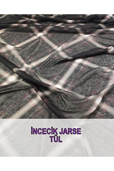 Kumaş Parça تول جيرسي أنثراسيت أحمر كلاريت إكرو (العرض 140 سم × الطول 160 سم)