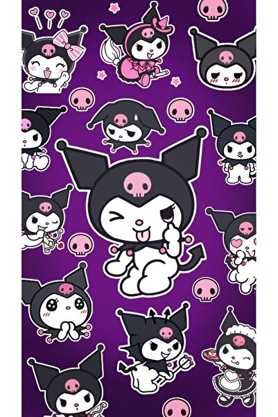 Sticksy My Melody Sanrio Kuromi Duvar Posteri - Çerçevesiz Poster Kağıt Afiş HD Baskı