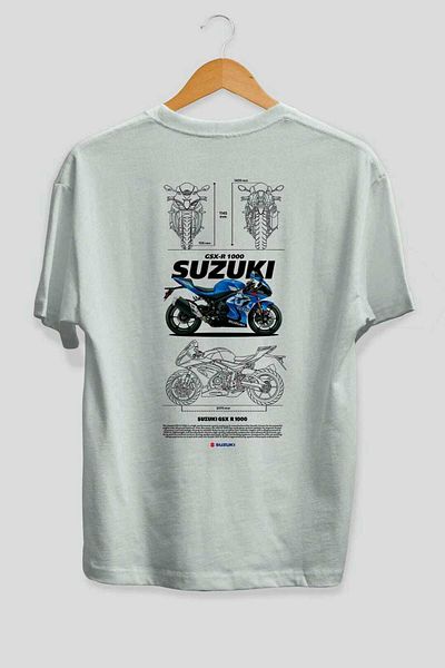 Ankhises Suzuki GSX-R 1000 Tricou supradimensionat alb cu imprimeu pe spate Bumbac cu gât crew Bărbați Femei