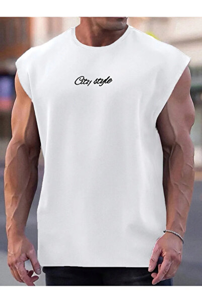 NoVibe Ανδρικό μπλουζάκι White City με στάμπα Oversize