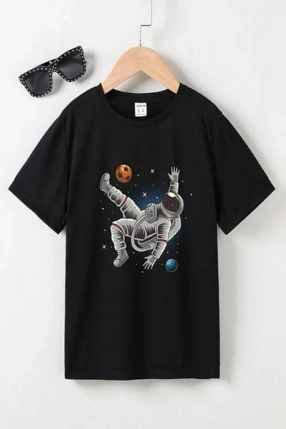NoVibe Space Printed Oversize Crew Neck Children's T-shirt