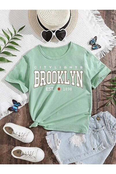 NoVibe Tricou pentru copii Kids City Lights Brooklyn Printed Oversize Crew Deck