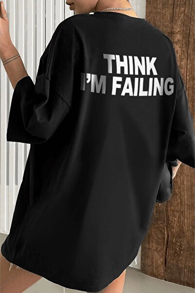 NoVibe Think I'm Failing Printed Crew Neck Oversize T-shirt
