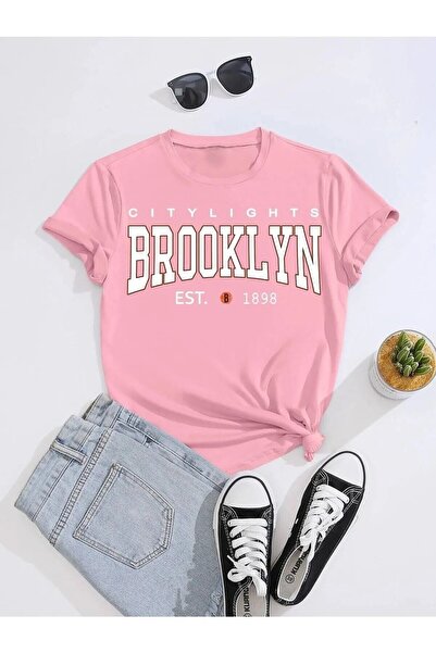 NoVibe Tricou pentru copii, cu imprimeu Brooklyn City Lights, oversize, cu de...