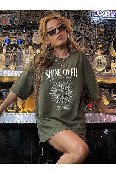 NoVibe Shine Over Bright Moonlight Printed Oversize T-shirt