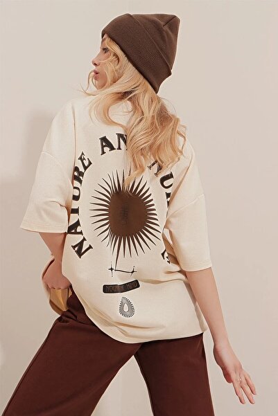 Tarzsokak قطن كبير الحجم مطبوع عليه Nature & Nurture للسيدات