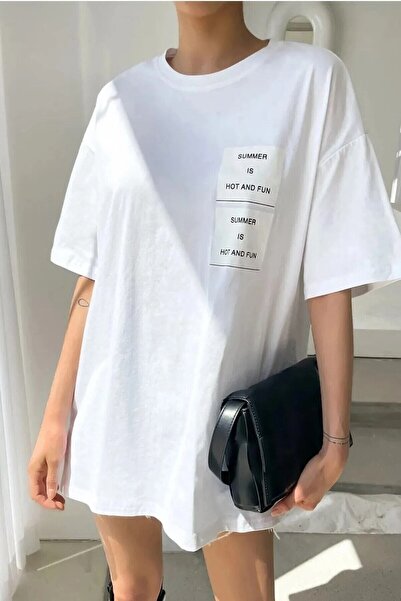 NoVibe Καλοκαιρινό καυτό και διασκεδαστικό μπλουζάκι με στάμπα σε λευκό λαιμό...