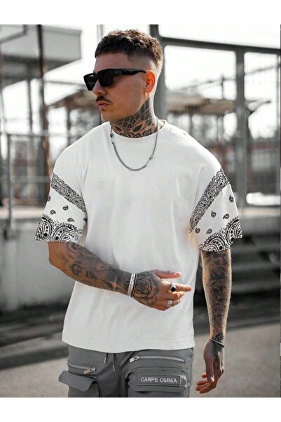 NoVibe Unisex Printed Oversize T-shirt with Patterned Sleeves