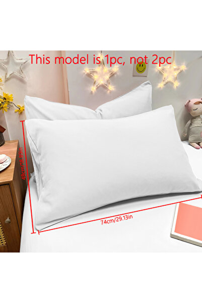 Choice غطاء وسادة أبيض غير لامع لون سادة ، مقاس 48×74 سم، قطعة واحدة، طقم غرف...