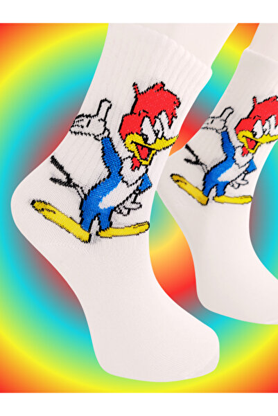 Shuttle Park Персонализирани унисекс чорапи с анимационни герои, шантави, цветни, удобни, шарени, забавни, стилни бели колежански чорапи