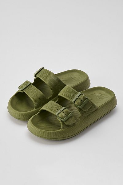 OZYO Lily Khaki Double Band Eva Platfrom Daily Summer Beach Slippers