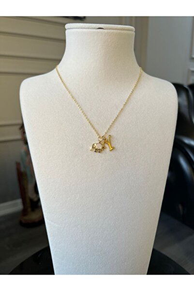 Store Y Harf Kolye Sevimli Fil Charmlı Çelik Şans Kolye