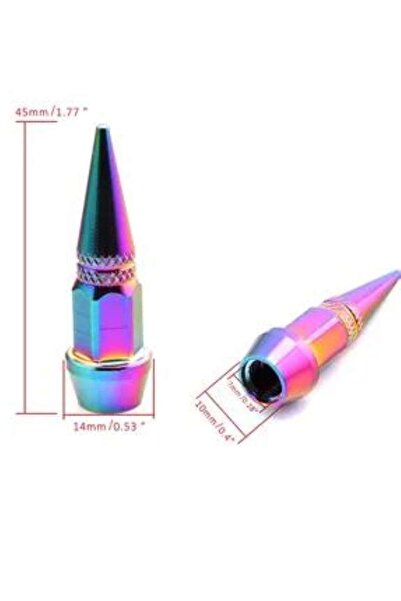 Yıldız İzi Alüminyum Sivri Sibop Kapağı 4'lü Bukalemun Colormatic Sibob Kapağı 45mm Tüm Araçlara Uyumlu