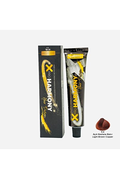 X Pro Harmony Tüp Boya 5.4 Light Brown Copper Açık Kestane Bakır Saç Boyası 6...