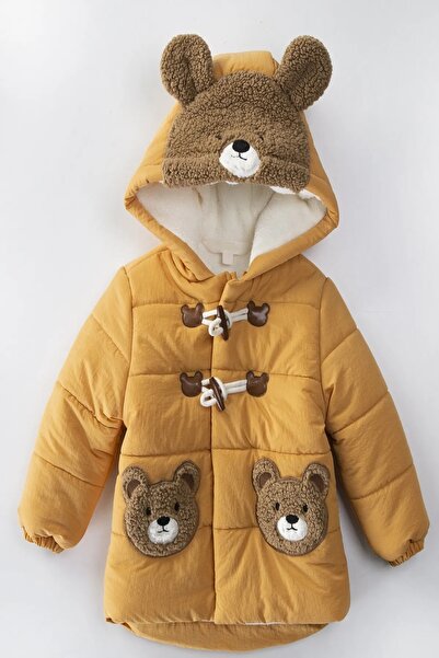 DeKuBaby Cute Bear Figured Zipper & Shepherd Button Bear Ear Detailed Hooded ...