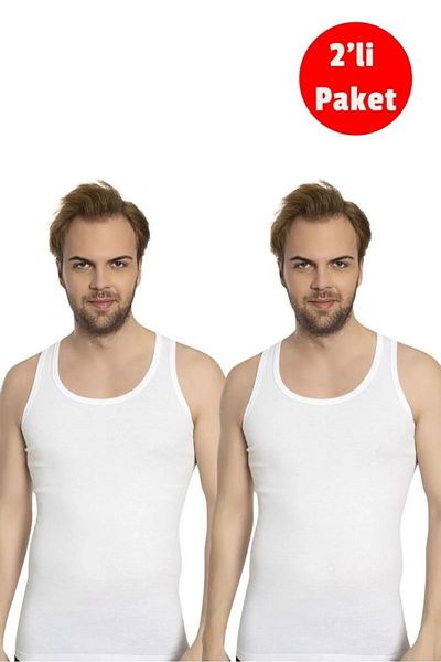 XORVİO Men's White 2-Piece Undershirt 100% Cotton Flexible Soft Stylish Quality Straps a