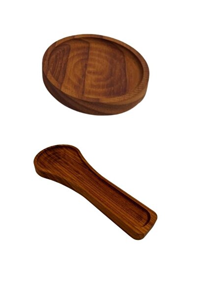 AR&MA WOOD Ahşap Yuvarlak Yağlık Altlığı  ve Ahşap kirli kaşıklık