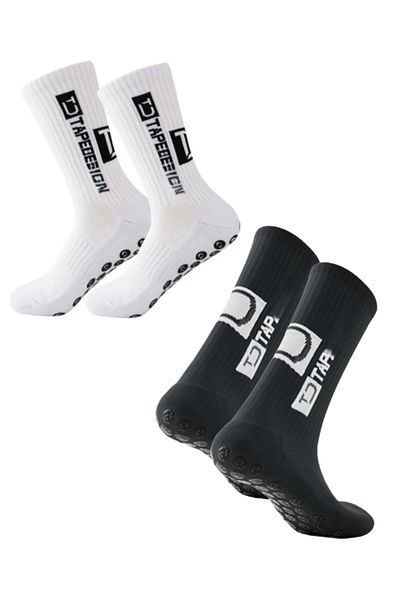 Shuttle Park 2 Pairs Unisex White Black Anti Slip Non Slip Silicone Towel Sole Seamless Match Pro Athlete Socks