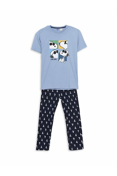 LC Waikiki Σετ ανδρικών πιτζάμες με στάμπα Navy Blue Standard Snoopy