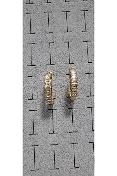 çelik gold tamtur taşlı küpe