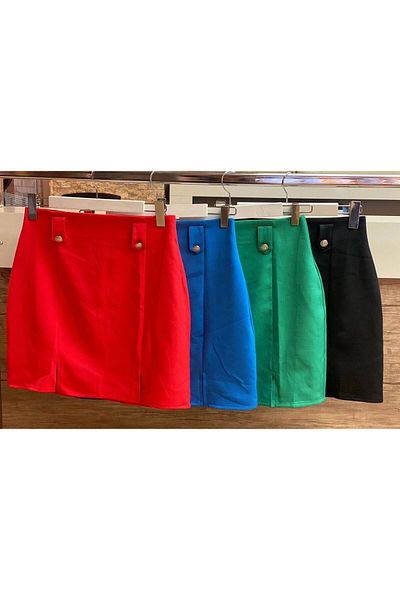 Kinzi Women's Mini Skirt Black Green Red Blue - Stylish and Modern Design