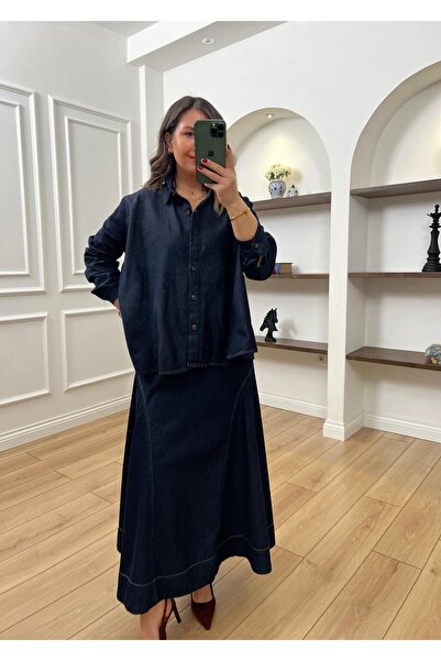 kubraozbeybutik Lacivert Jean  Gömlek
