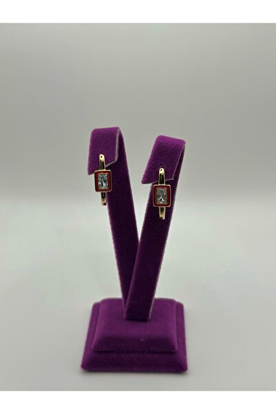 missseda Gold Renk Zirkon Taşlı Rodyum Kaplama Küpe