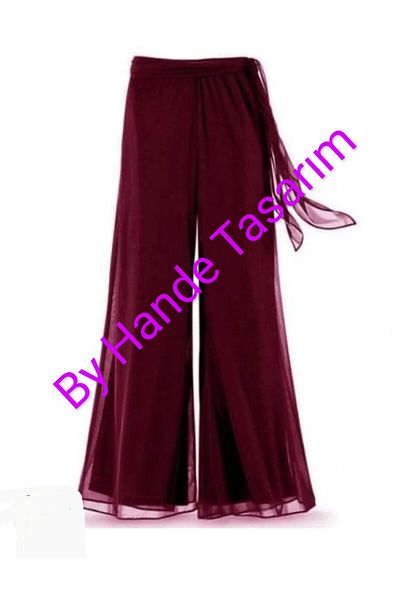 BY HANDE TASARIM Claret Red Siphon Trousers