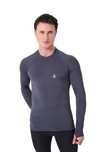Musclex Spor Tekstil Men's Anthracite Finger Detailed Compression Sports Body T-Shirt Crossfit Fitness Outdoor Body T-Shirt