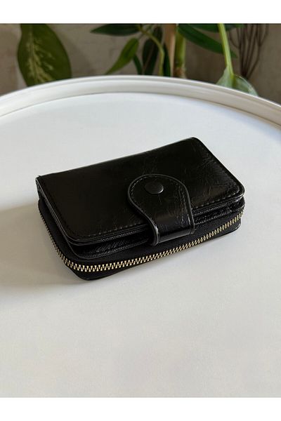 ZEYS Stylish Women's Wallet with Shiny Leather Front Button Detail