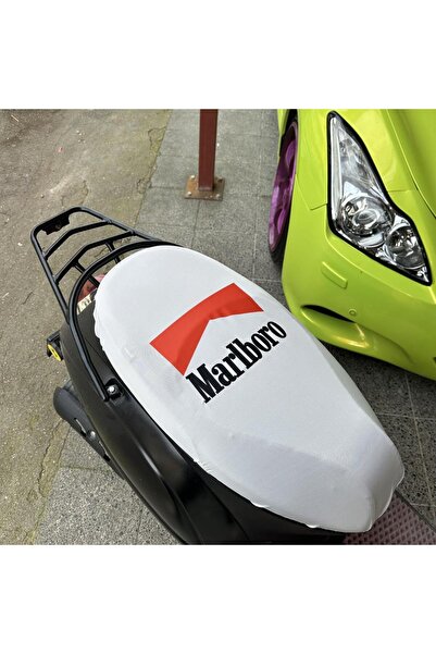 CEBECİOTO Marlbor White Patterned Combed Motorcycle Cover - Motor Compatible